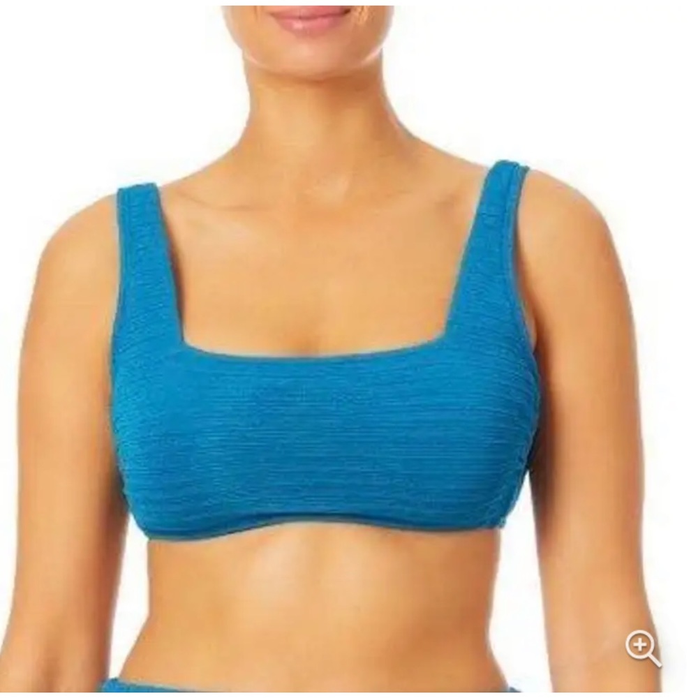 Time & True Women’s Textured Boning for Support Bikini Top Sz L(12-14) Blue